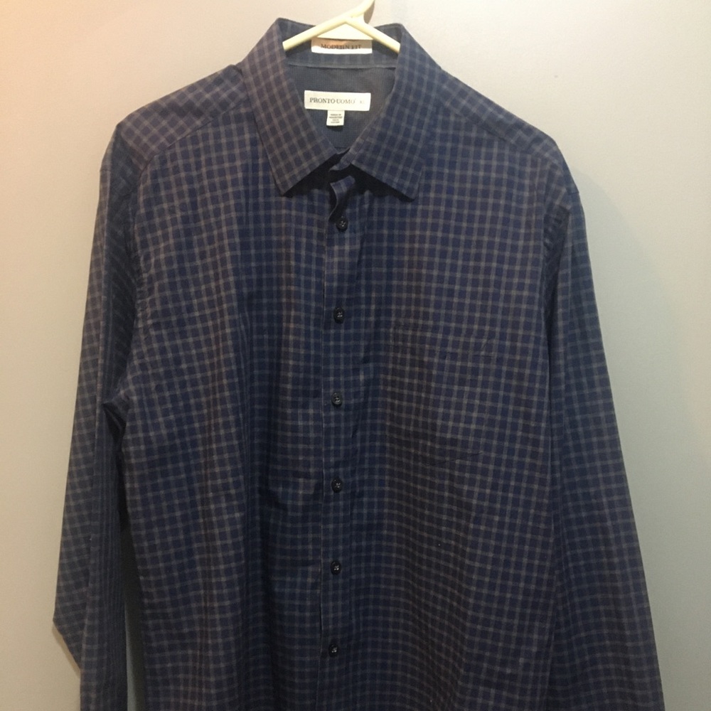 Pronto Uomo Plaid Dress Shirt Size XL